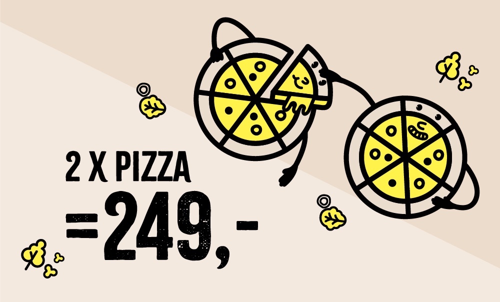 2x Pizza = 249,-